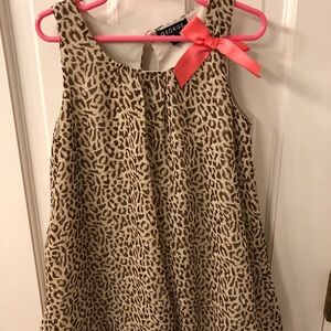 Leopard Print Dress with Pink Bow